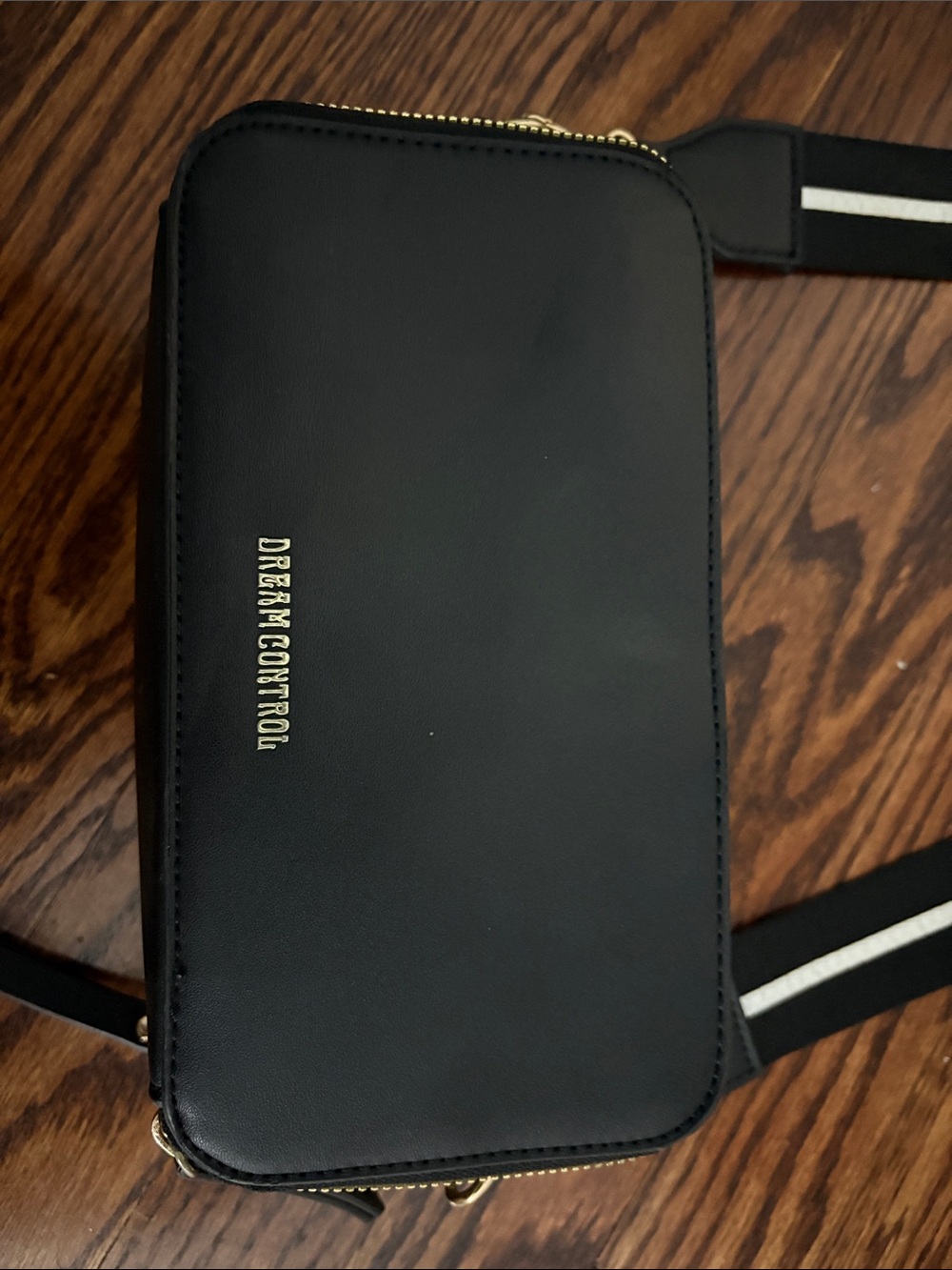 Black Men's Belt Bag with Striped Strap
